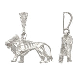 14k White Gold Diamond Cut Lion Charm Pendant 3.6 grams - White