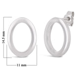 Italian 14k White Gold Bright Shine Petite Open Eternity Circle Stud Earrings - Shiny Petite