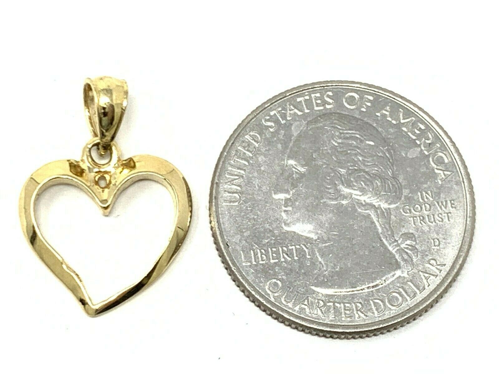14k Yellow Gold High Polished Open Heart Classic Charm Pendant 1.4 grams