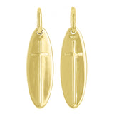 14k Yellow Gold Solid High Polished Oval Cross Charm Pendant 1.4" 4.7 grams