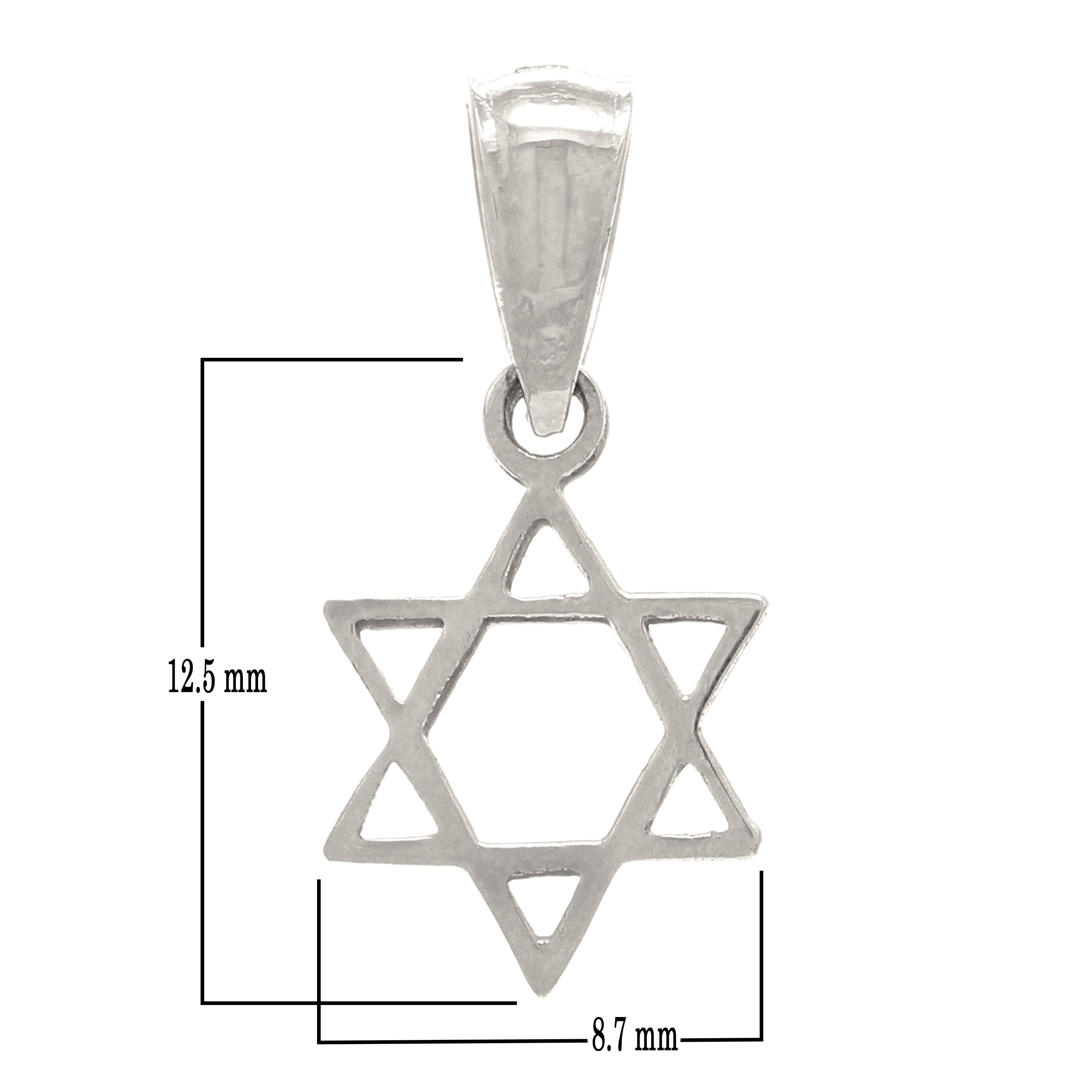 14k White Gold Solid Jewish Star of David Charm Pendant 0.4 grams - White