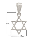 14k White Gold Solid Jewish Star of David Charm Pendant 0.4 grams - White