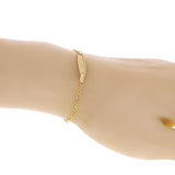 Italian 14k Two Tone Gold Engravable Baby Kids ID Figaro Bracelet 5.5" 1.6 grams