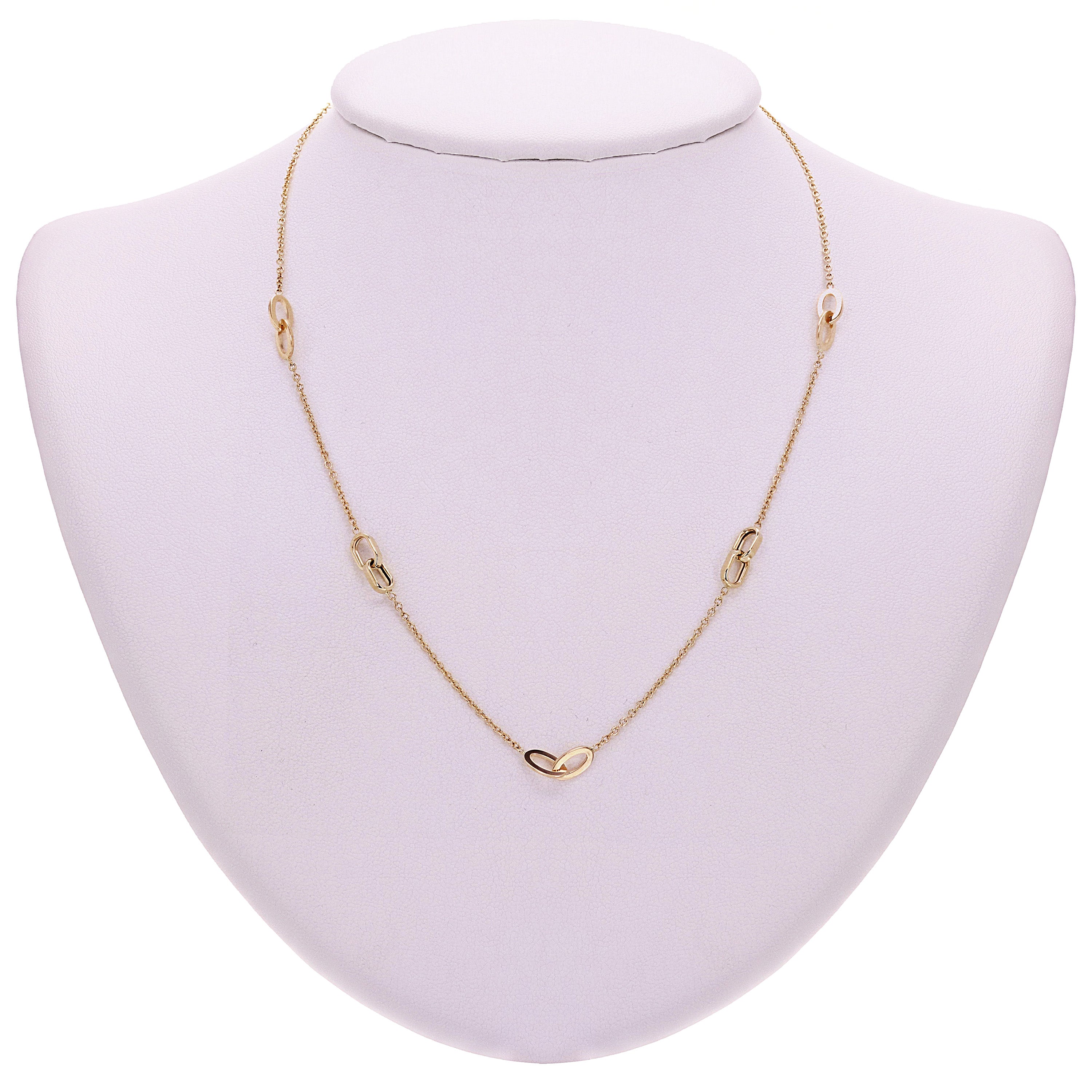 Italian 14k Yellow Gold Oval Charm Rolo Chain Necklace 16" 3.6 grams