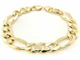 10k Yellow Gold Figaro Link Chain Bracelet 7.5" 12.7mm 35.5 grams - 7.5"