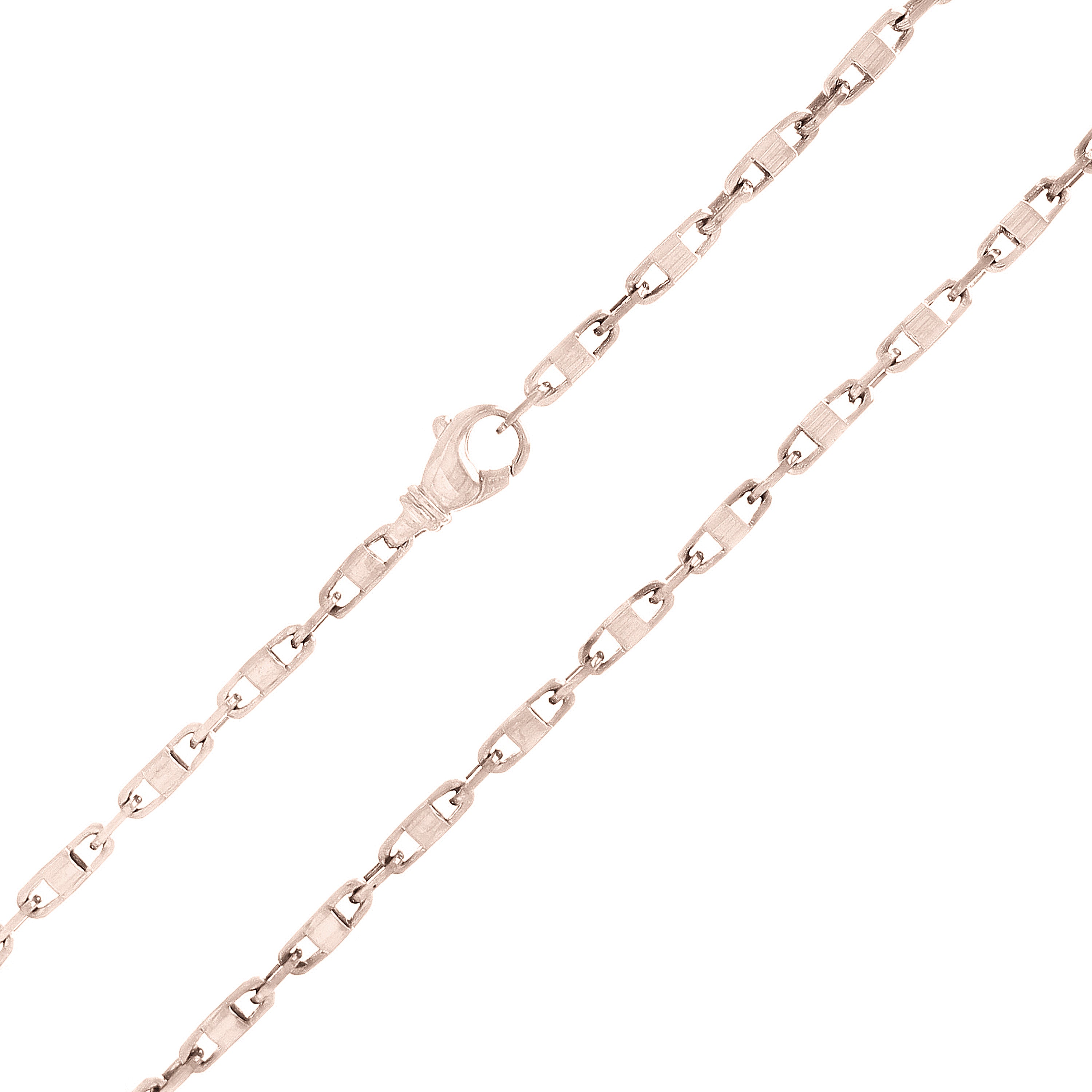 Men's 14k White Gold Handmade Fashion Link Necklace 30" 4mm - White,30"