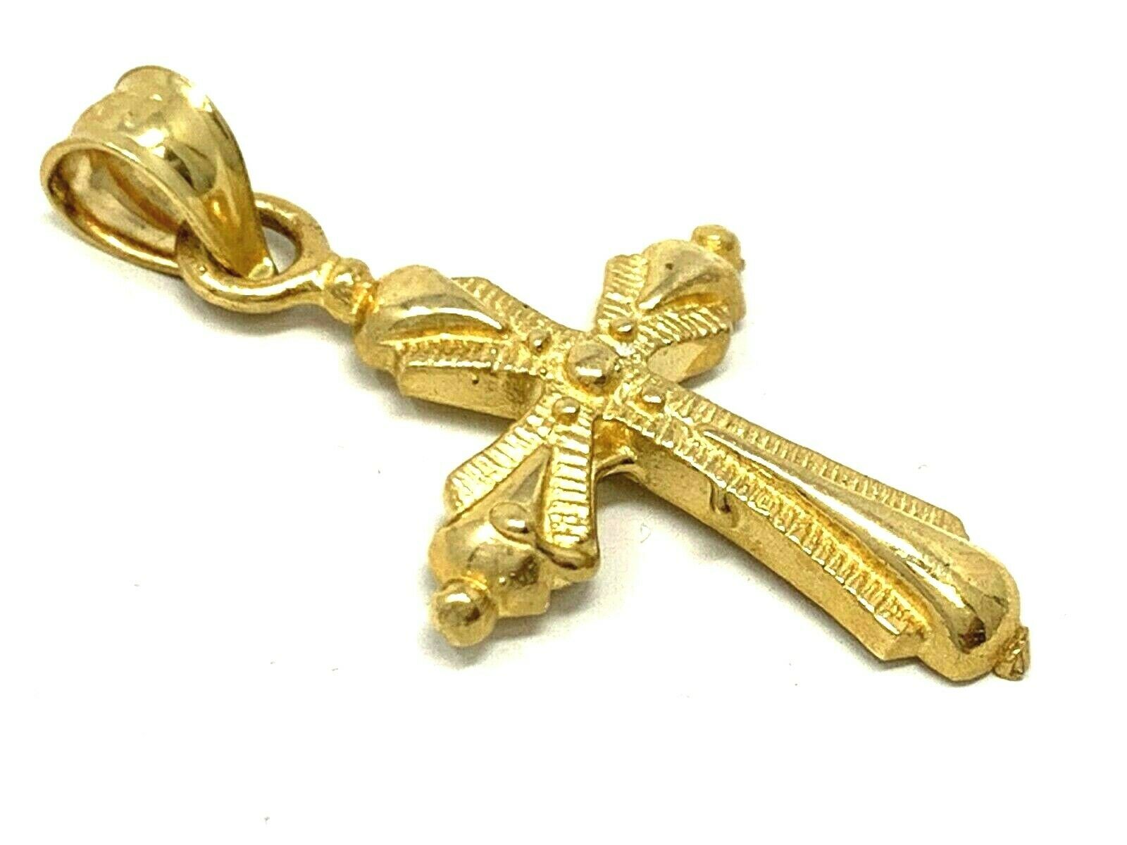 14k Yellow Gold Solid Small Cross Religious Charm Pendant 1.2 grams