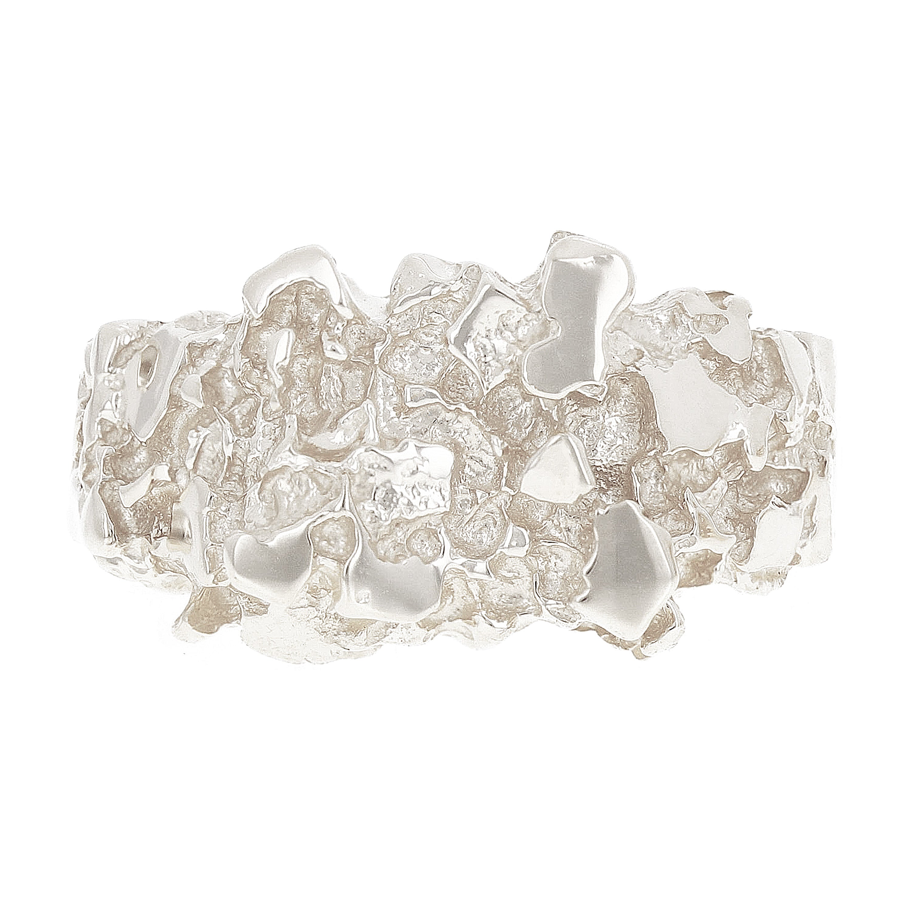 925 Sterling Silver Solid Chunky Nugget Ring Size 9 - Ring Size 9