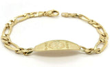 14k Yellow Gold Figaro Link Chain Medical Alert ID Bracelet 7" 13.5mm 13.5 grams - 7"