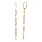 Italian 14k Yellow Gold Twisted Bar Dangle Drop Earrings 1.75" 3.5mm 2 grams
