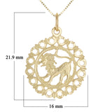 14k Yellow Gold Zodiac Sign Leo Pendant Necklace 18" - Leo,Yellow