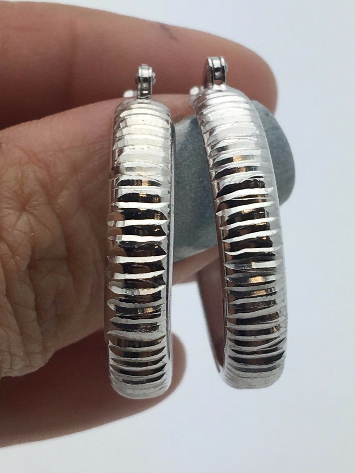 925 Sterling Silver Solid Round Hoop Loop Earrings 1" 5mm 5.2 grams