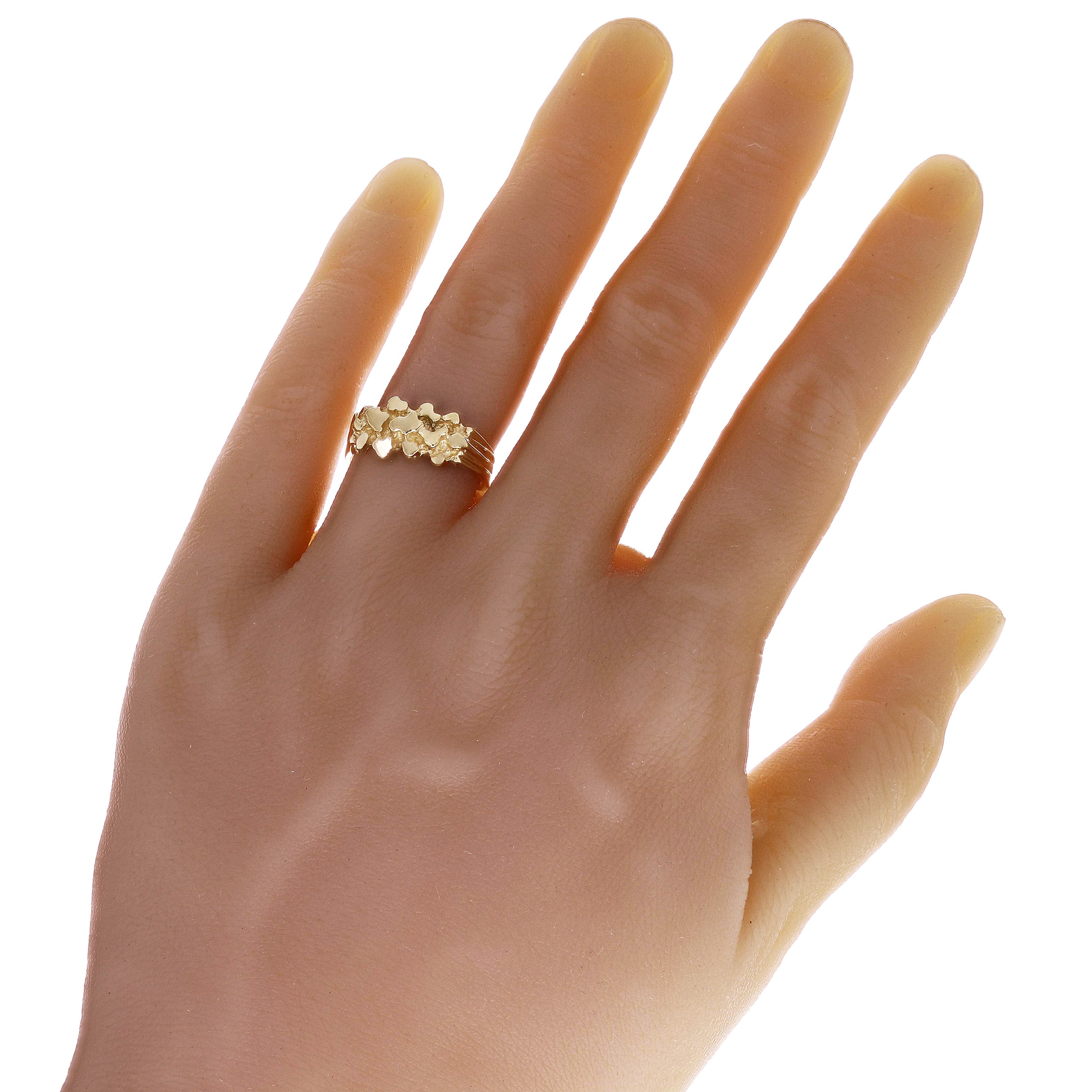 10k Yellow Gold Solid Nugget Ring Band Size 7 - 9.4mm 3.7 grams - Ring Size 7 3.7 grams