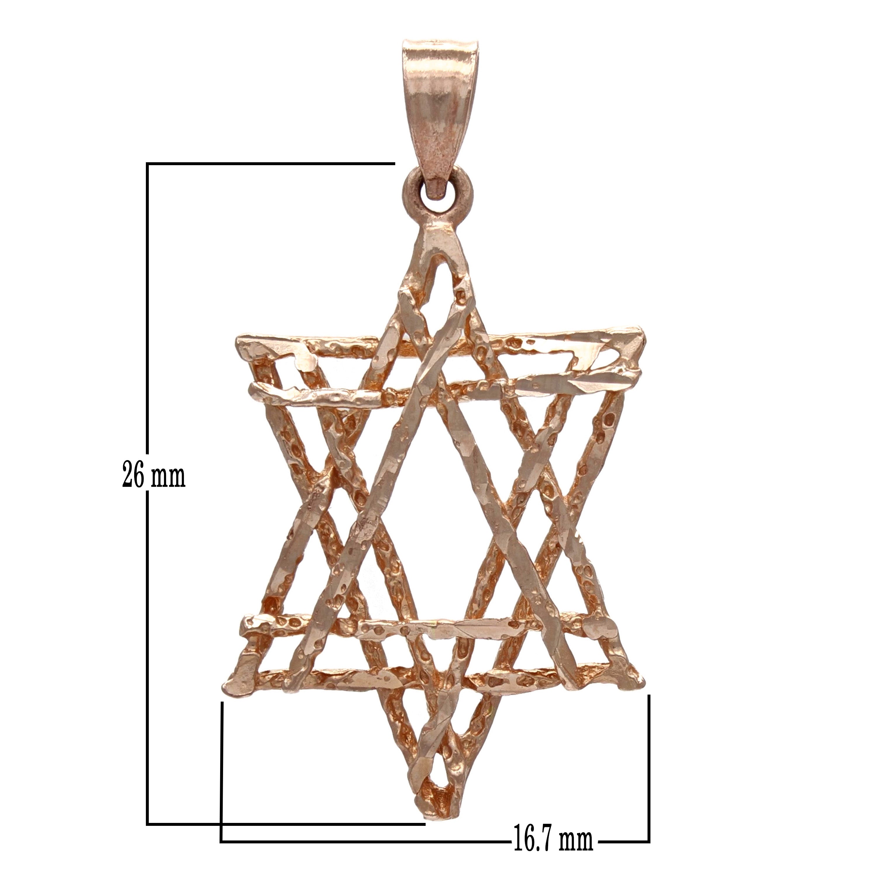 14k Rose Gold Diamond Cut Jewish Star of David Charm Pendant 1.8 grams - Rose