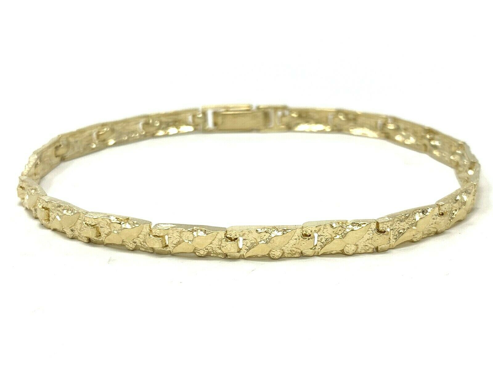 Men's 14k Yellow Gold Solid Chunky Nugget Bracelet 7.5"- 8" 4.75mm 9.8 grams - 8"