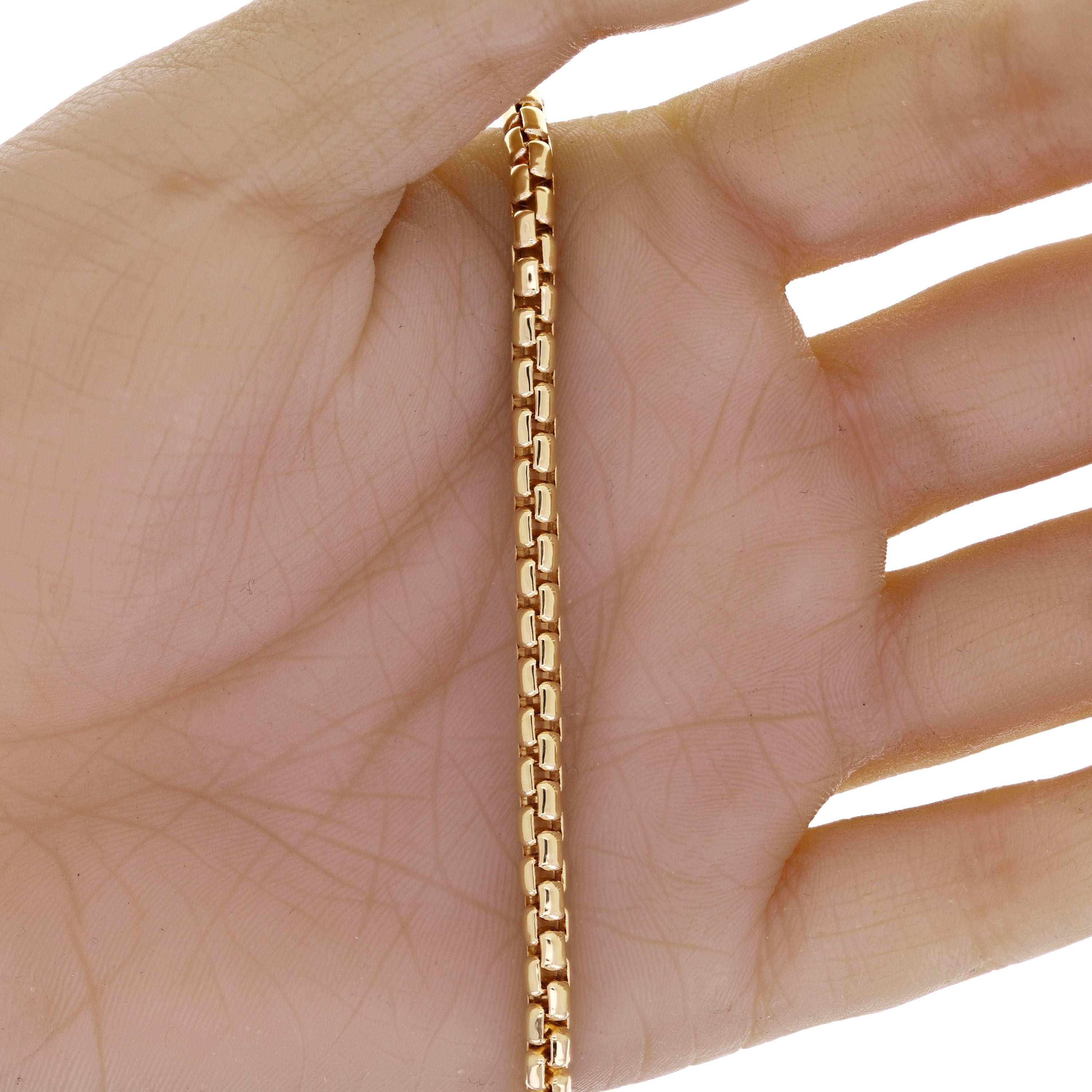 Italian 14k Yellow Gold Venetian Box Link Chain Bracelet 7.5" 4.2mm 7.5 grams