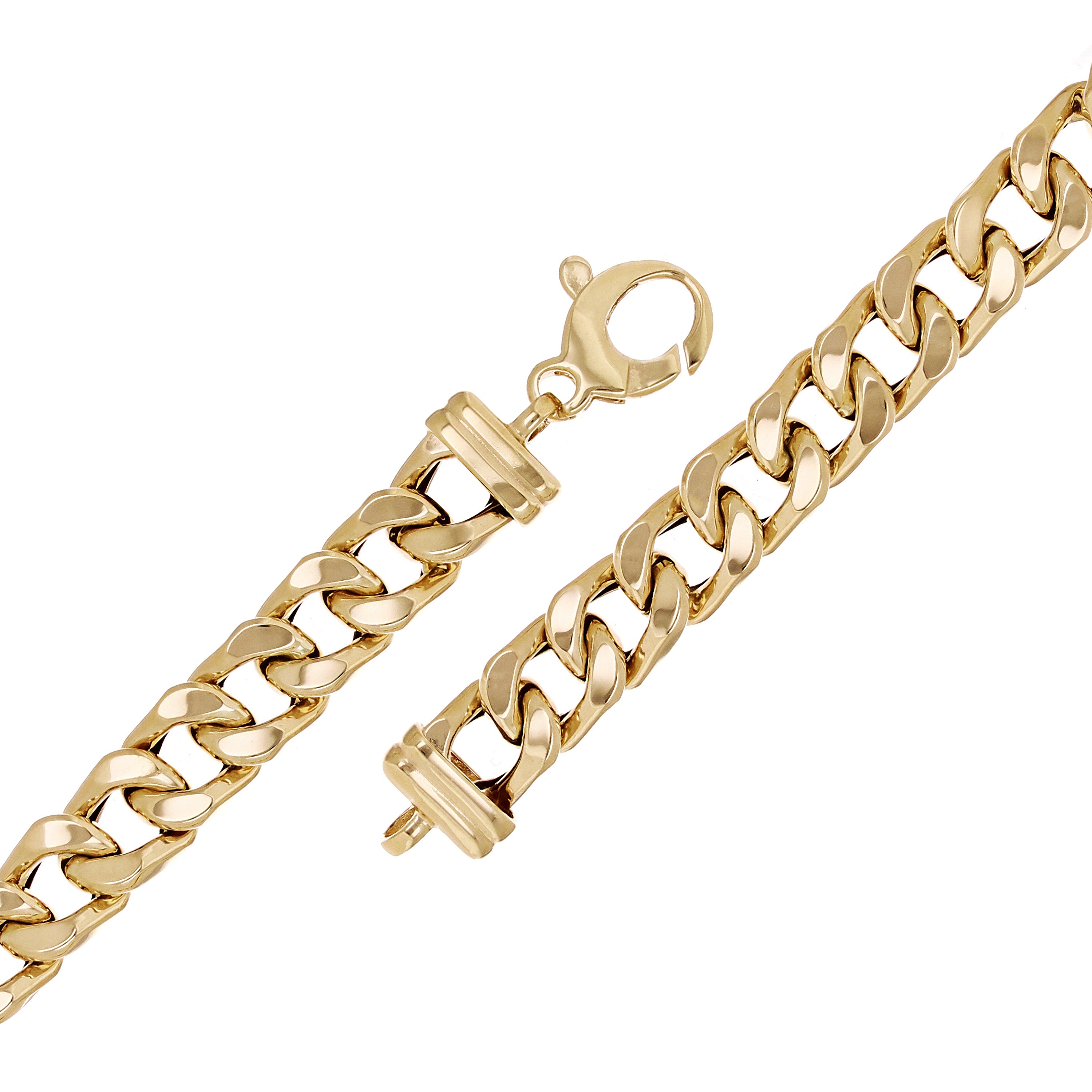 Italian 14k Yellow Gold Hollow Cuban Link Chain Bracelet 8.5" 9mm 15.6 grams