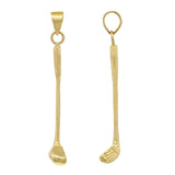 14k Yellow Gold Solid Golf Club Stick Charm Pendant 2 grams Medium - Yellow