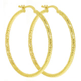 Italian 14k Yellow Gold Diamond Cut Hoop Earrings 1.4" 2mm 1.7 grams