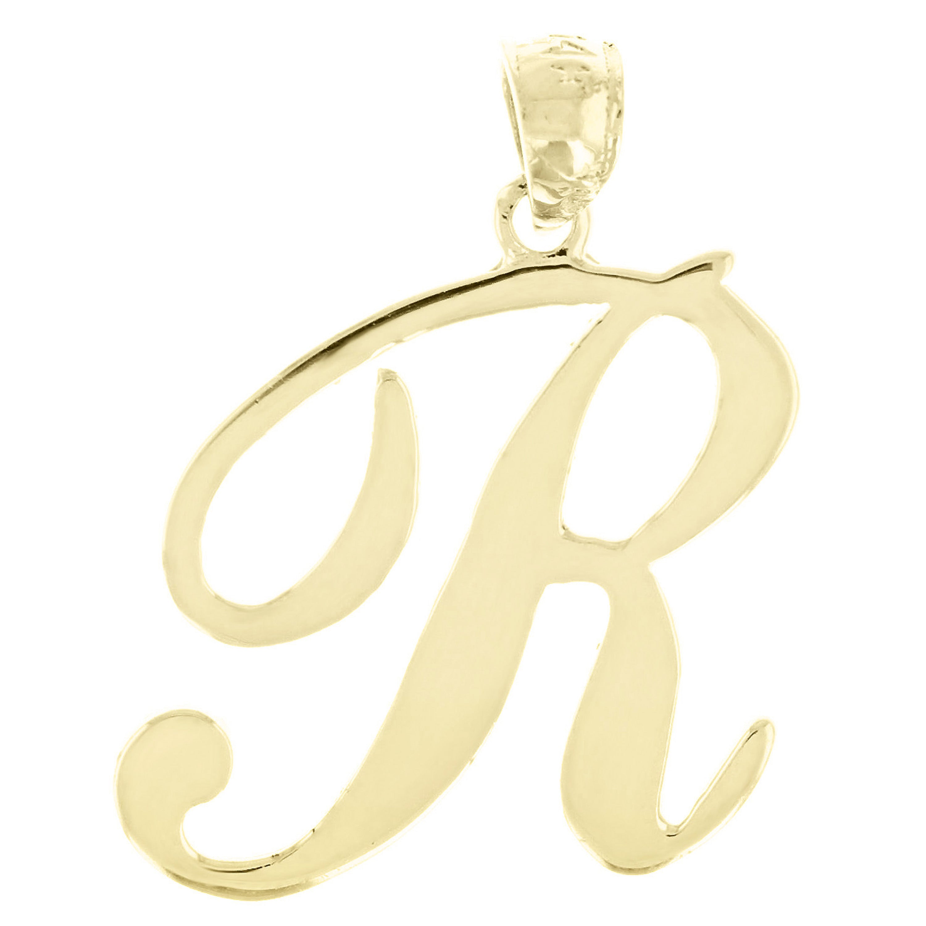 14k Yellow Gold Initial Letter R Alphabet Charm Pendant - Letter R,Yellow