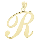 14k Yellow Gold Initial Letter R Alphabet Charm Pendant - Letter R,Yellow