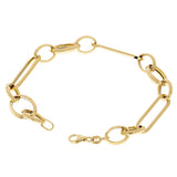 Italian 14k Yellow Gold Hollow Oval & Paper Clip Chain Bracelet 7.75" 4.5 grams