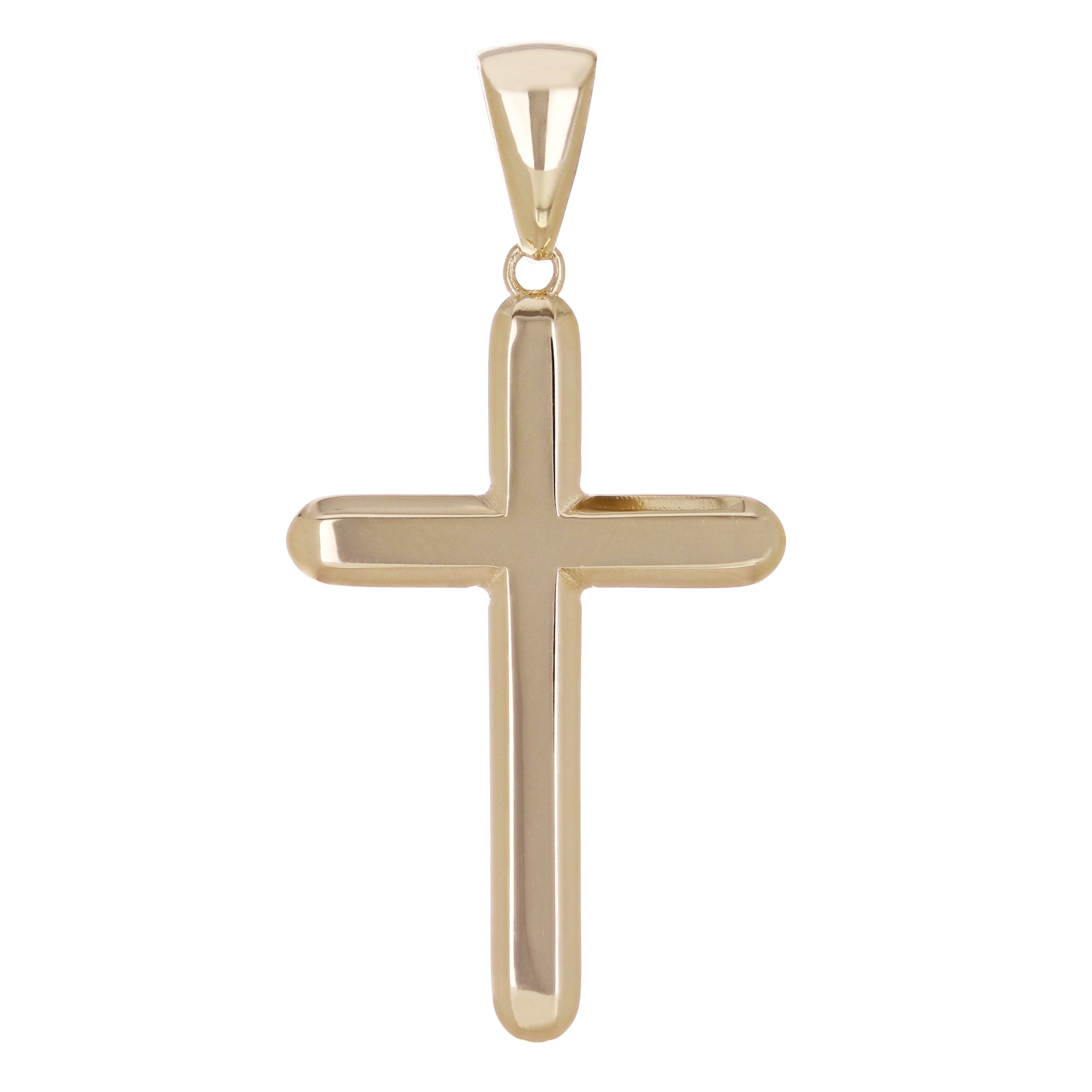14k Yellow Gold Solid High Polish Cross Religious Charm Pendant 1.85" 5.9 grams