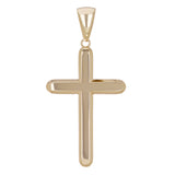 14k Yellow Gold Solid High Polish Cross Religious Charm Pendant 1.85" 5.9 grams