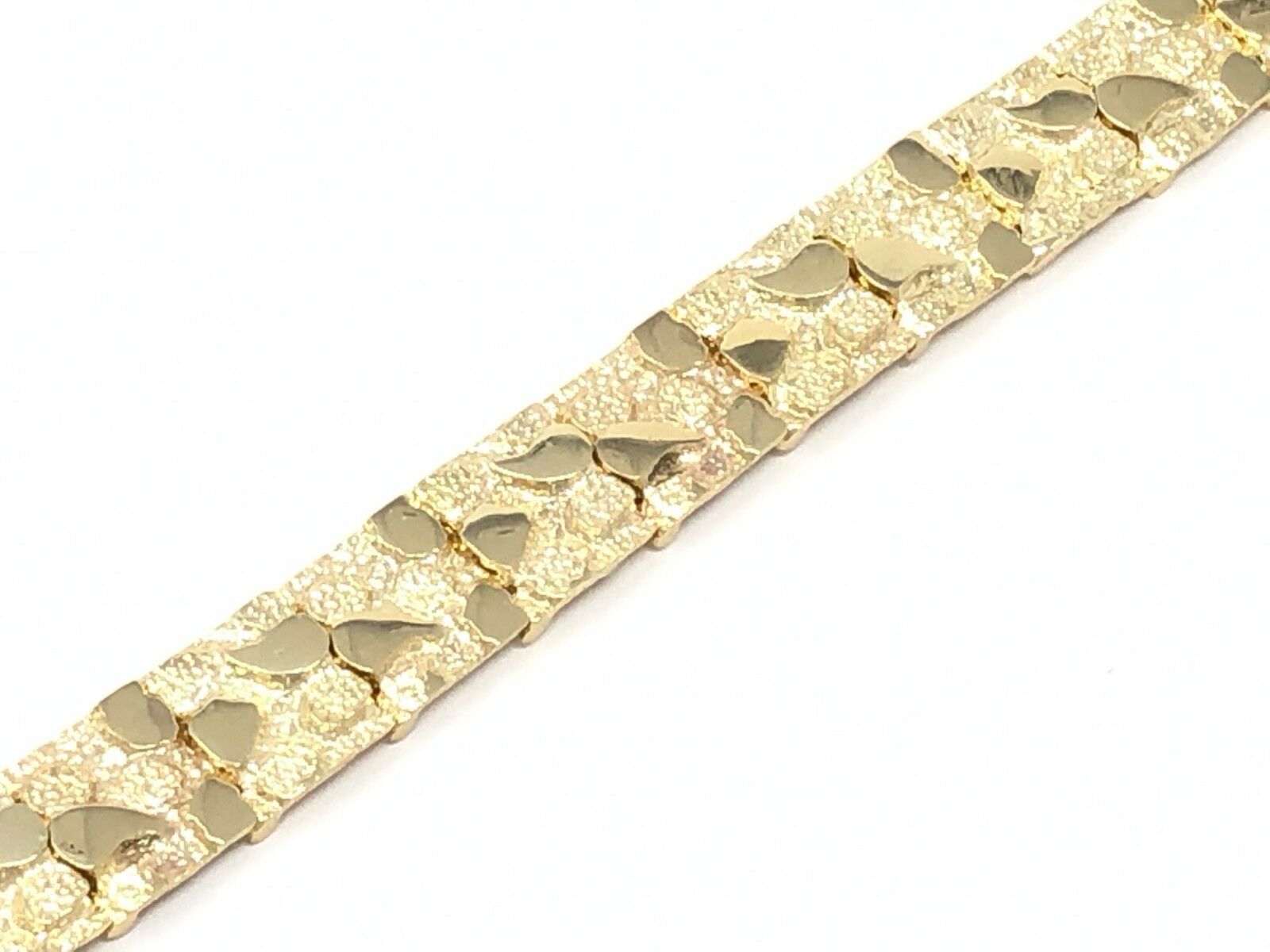 14k Yellow Gold Solid Nugget Bracelet Adjustable 8"-8.5" 12mm 34.4 grams