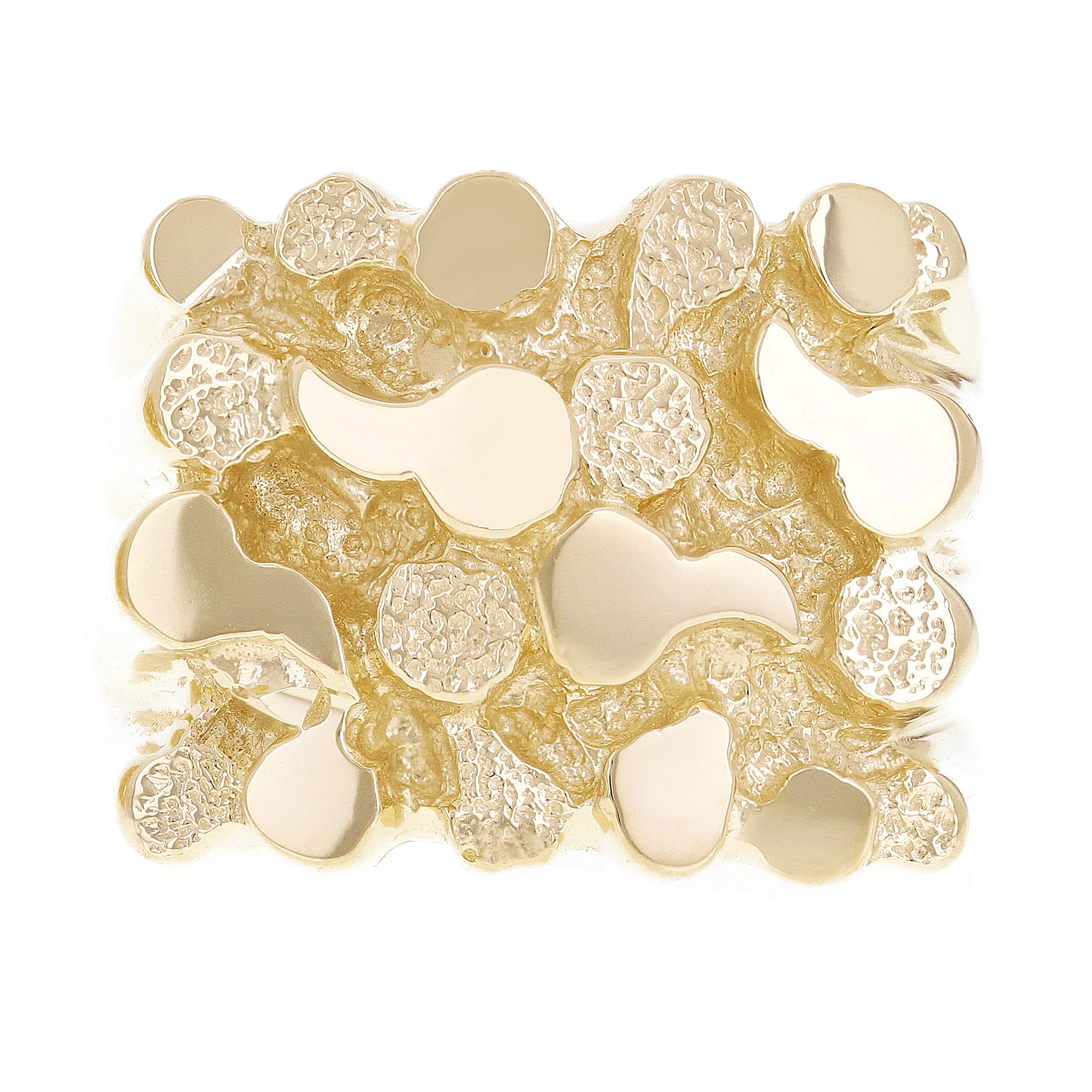 Men's 14k Yellow Gold Solid Square Nugget Ring 17.8mm  Sizes 7 - 12