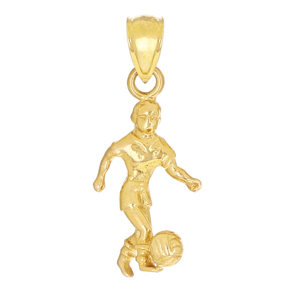 14k Yellow Gold Soccer Player Sports Charm Pendant 1