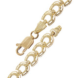 10k Yellow Gold Solid Diamond Cut Horse Shoe Link Bracelet 6.5" 6.4mm 7.2 grams - Yellow,6.5"