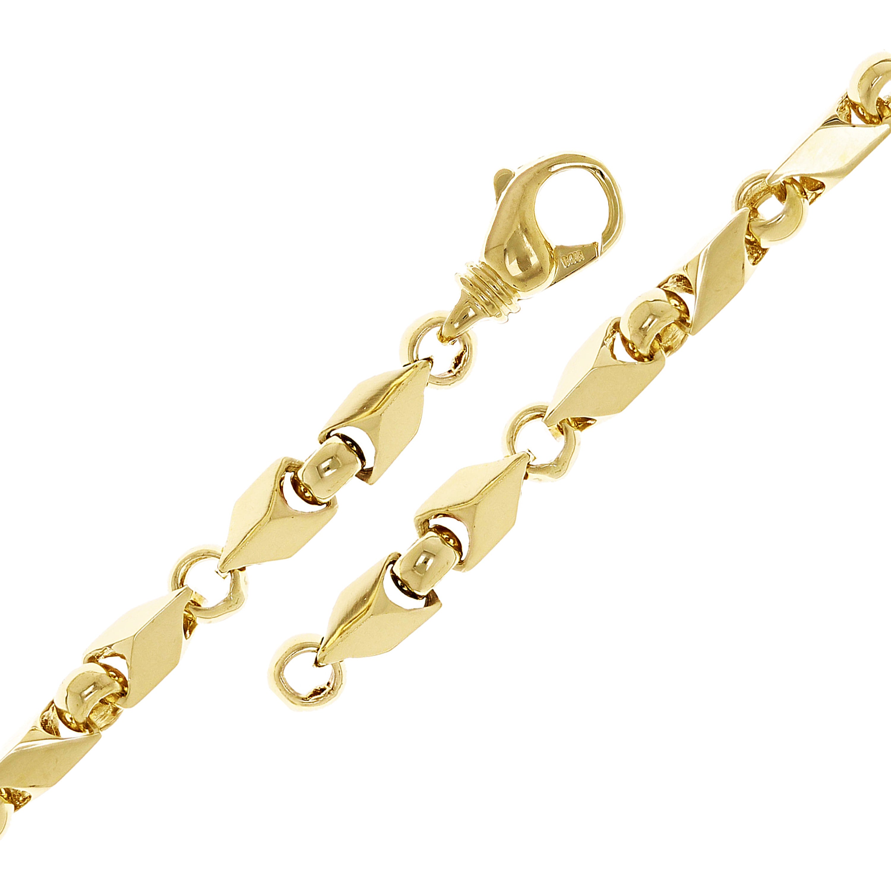 Men's Solid 14k Yellow Gold Handmade Fashion Link Bracelet 9" 7mm 31.4 grams - Yellow,9"