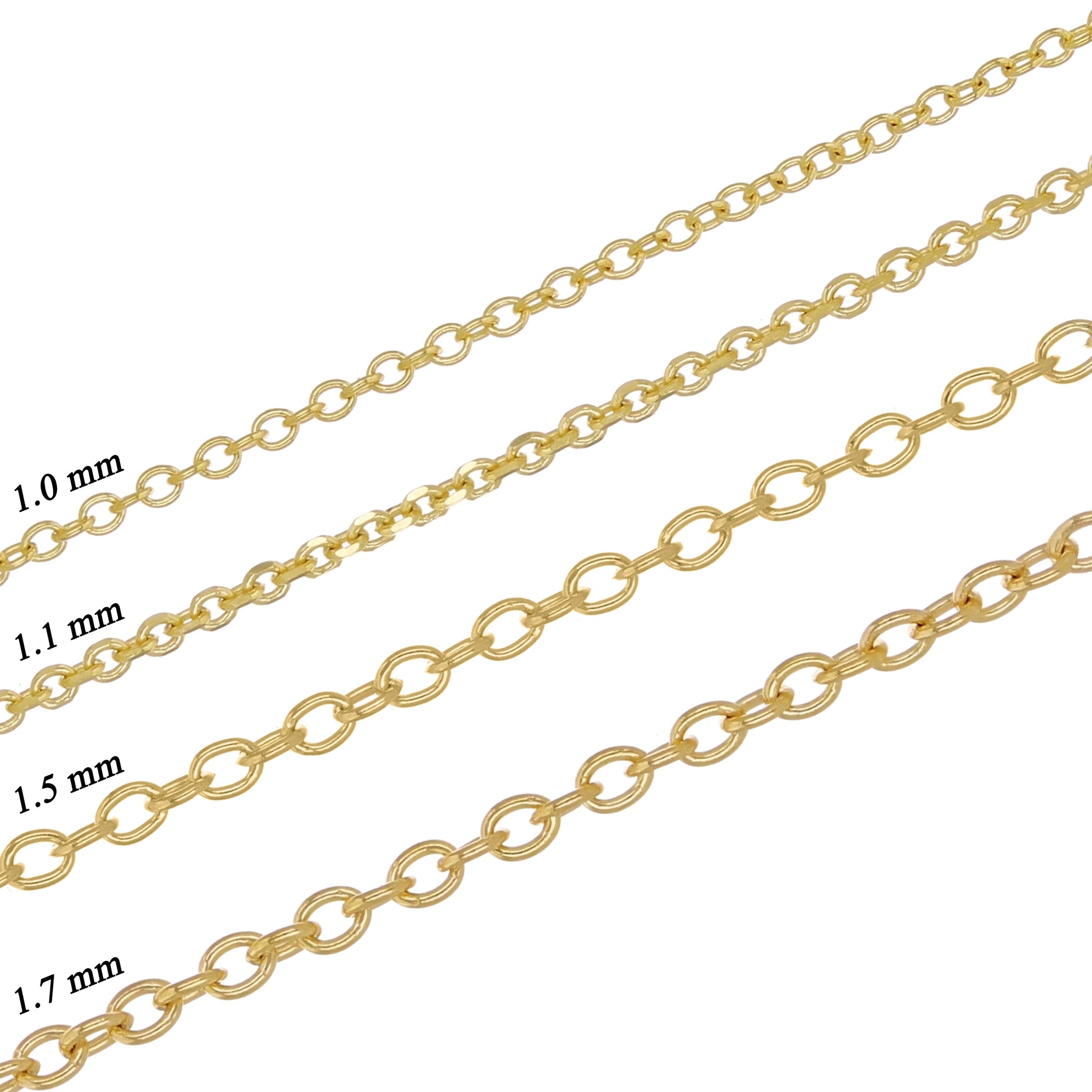 Collana a catena A Link in oro giallo 14 carati, Made in Italy Collana a catena A Link in oro giallo 14 carati, Made in Italy