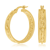 Italian 14k Yellow Gold Rope Creole Hoop Earrings 1" 5mm 2.7 grams