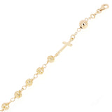 Italian 14k Yellow Gold Diamond-Cut Beaded Rosary Bracelet 5mm 7.5" 6.6 grams