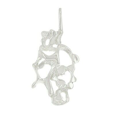 14k White Gold Free Form Nugget Charm Pendant 1.3" 4.5 grams - White