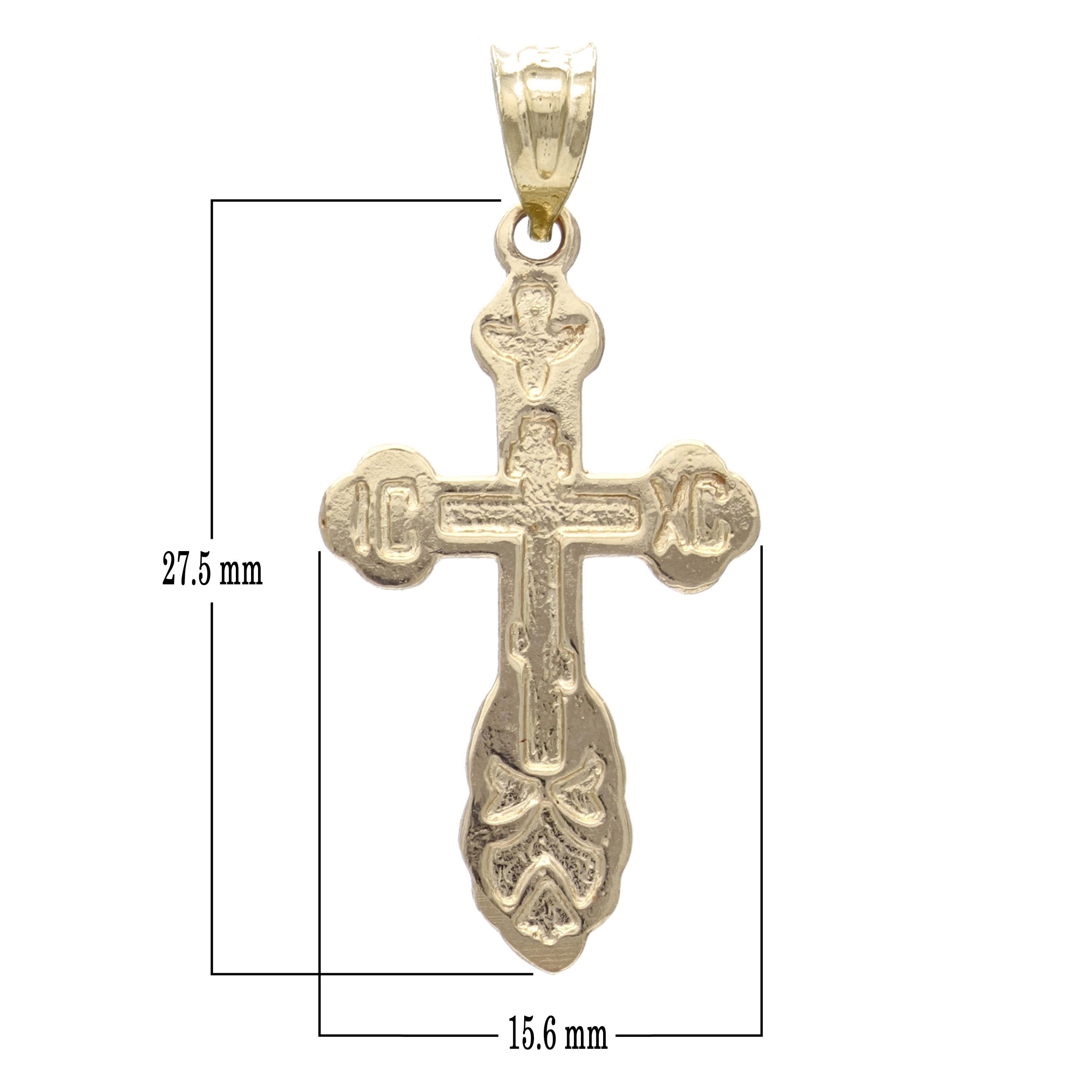 14k Yellow Gold The Saint Xenia Orthodox Cross Charm Pendant 2.1 grams - Yellow