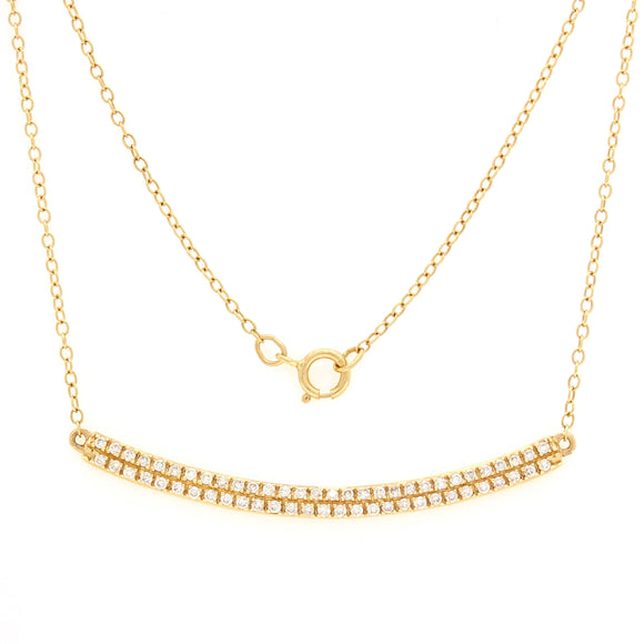 14k Yellow Gold 0.30ctw Diamond Double Row Curved Bar Pendant Layer Necklace - Yellow