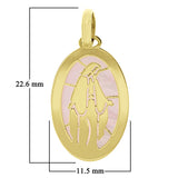 Italian 14k Yellow Gold Mother of Pearl Mother of God Virgin Mary Charm Pendant