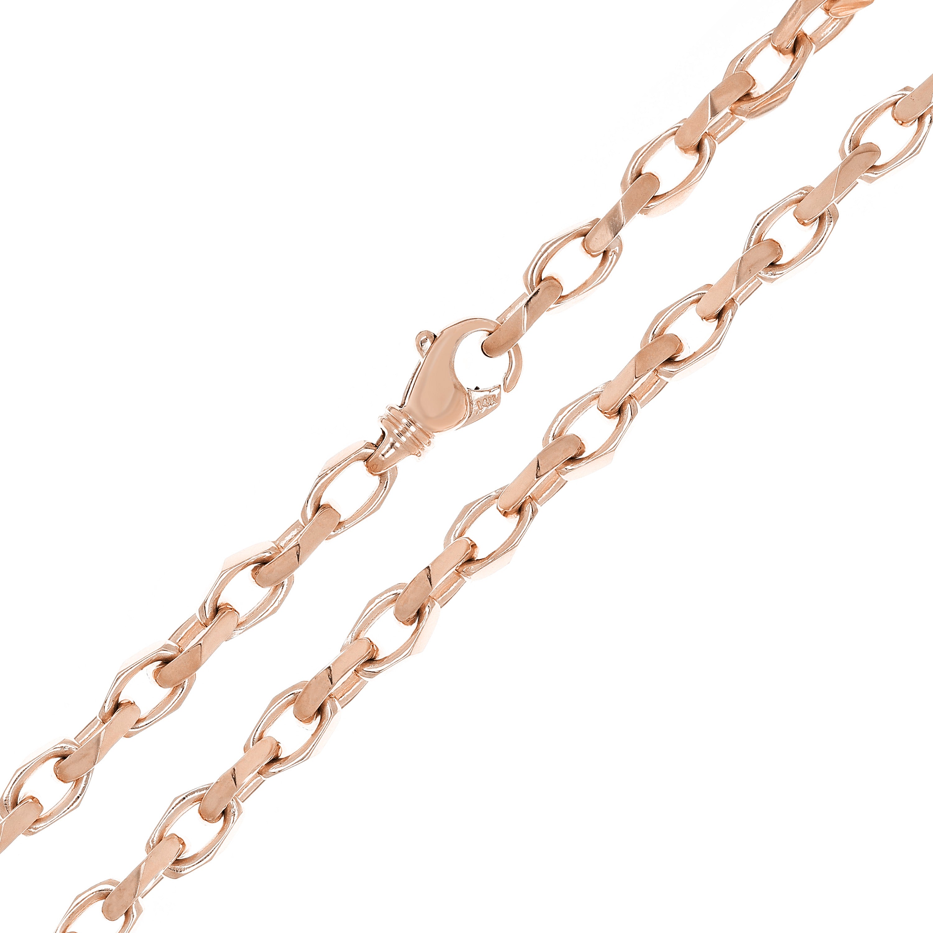 14k Rose Gold Handmade Fashion Link Necklace 24" 6.7mm 82 grams - Rose,24"
