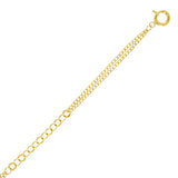 Italian 14k Yellow Gold Round & Double Cuban Link Chain Bracelet 7.5" 2.8 grams