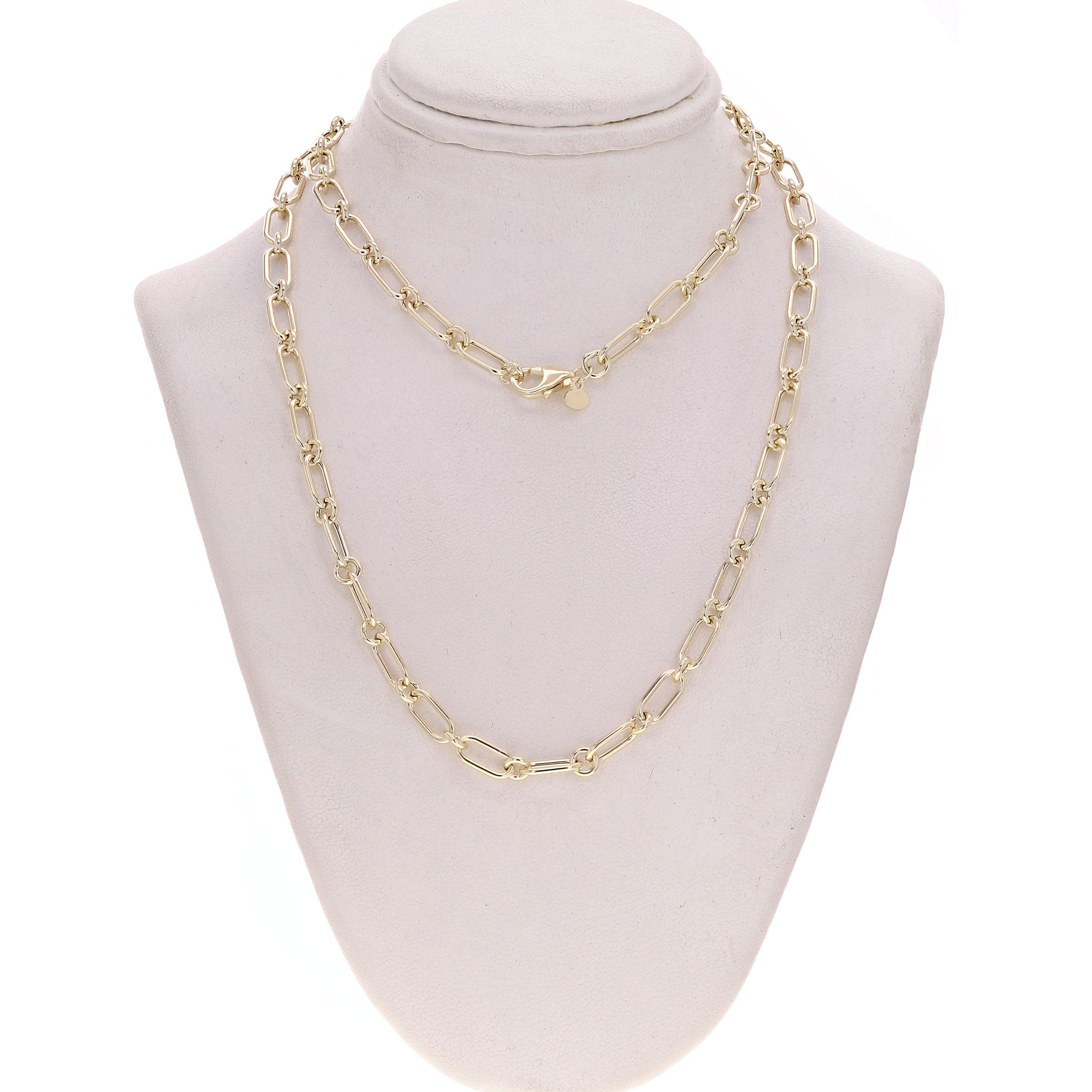 Italian 14k Yellow Gold Hollow Paper Clip Chain Necklace 18" 4.7mm 6.7 grams - 18"