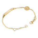 Italian 14k Yellow Gold Engravable St. Benedict Charm Baby ID Bracelet 5.5" 2g