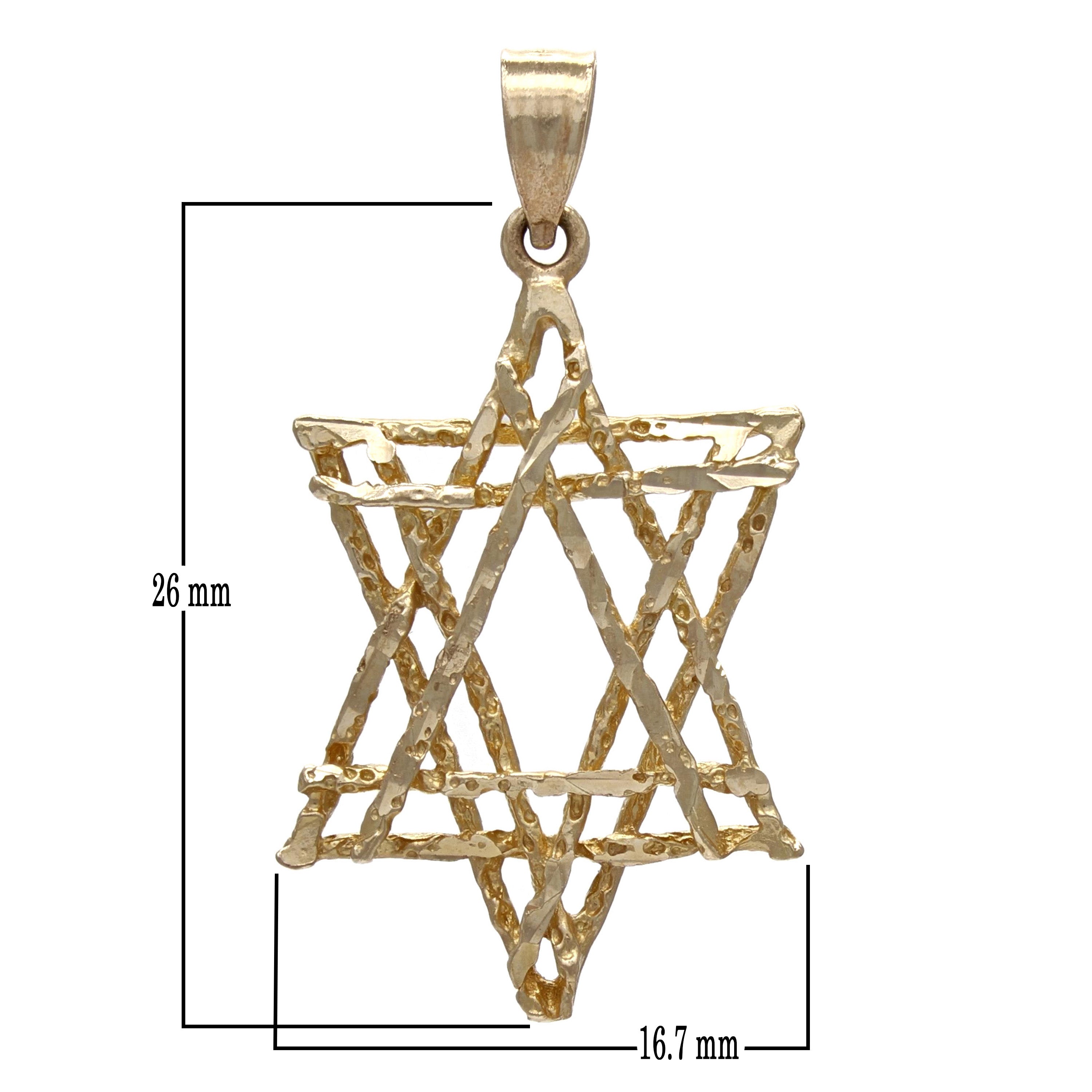 14k Yellow Gold Diamond Cut Jewish Star of David Charm Pendant 1.8 grams - Yellow
