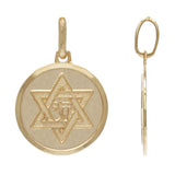 Italian 14k Yellow Gold Small Jewish Star of David Hebrew Chai Charm Pendant 2g