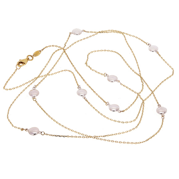 14k Two Tone Gold Round Station Necklace 37