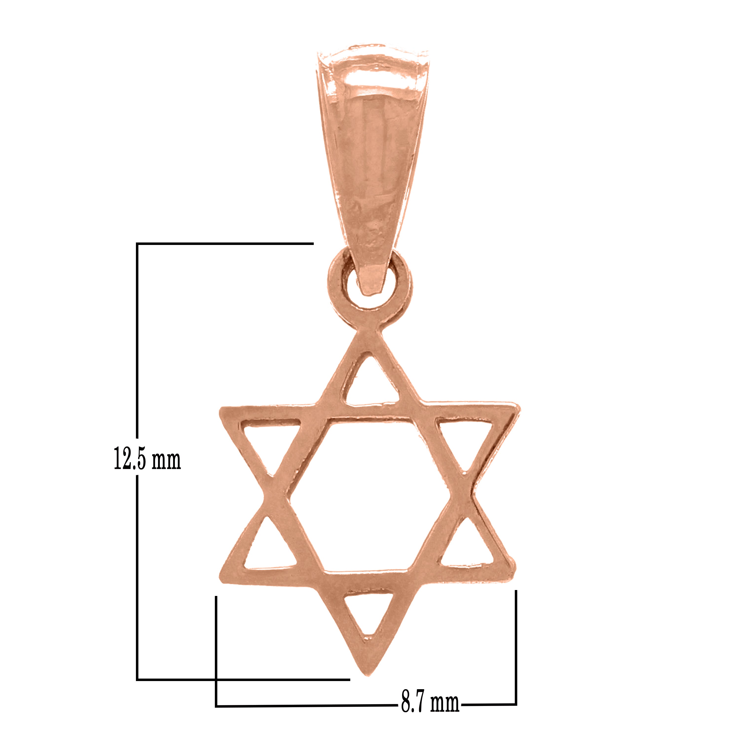 14k Rose Gold Jewish Star of David Charm Pendant 0.4 gram - Rose