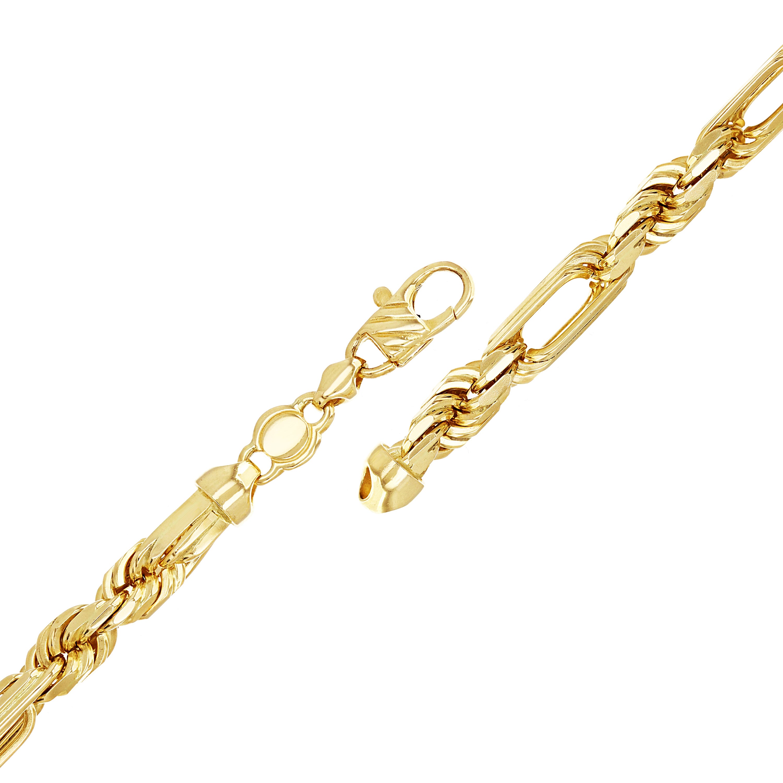 Italian 14k Yellow Gold Solid Milano Figaro Rope Chain Bracelet 8mm 8.5" 41 grams