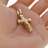 Italian 14k Yellow Gold 3D Double Sided Crucifix Cross Charm Pendant 1.7" 6grams